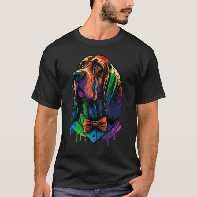 Bloodhound Gay pride Hund LGBT Rainbow Flagga Bloo T Shirt (Framsida)