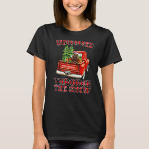 Bloodhound Genom Snö Jul Hund Lastbil Pl T Shirt
