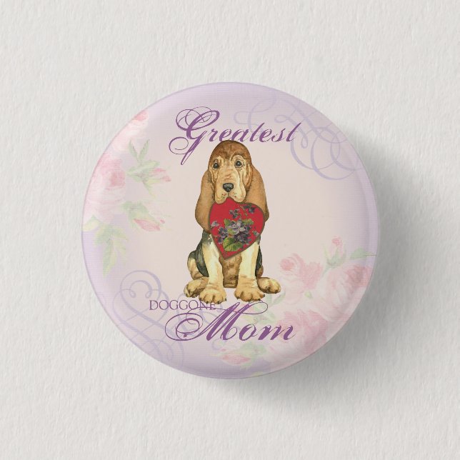 Bloodhound Heart Mamma Pinback-knapp Knapp (Framsida)