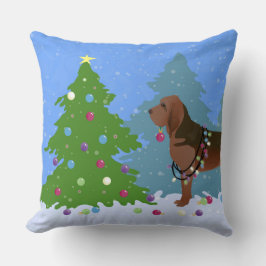 Bloodhound Hund Decoration Julgran Kudde