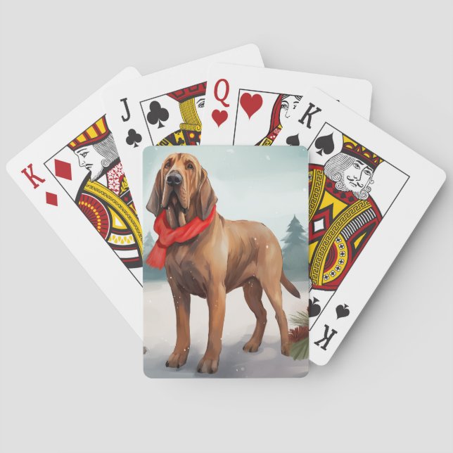 Bloodhound Hund i Snö jul Casinokort (Baksidan)
