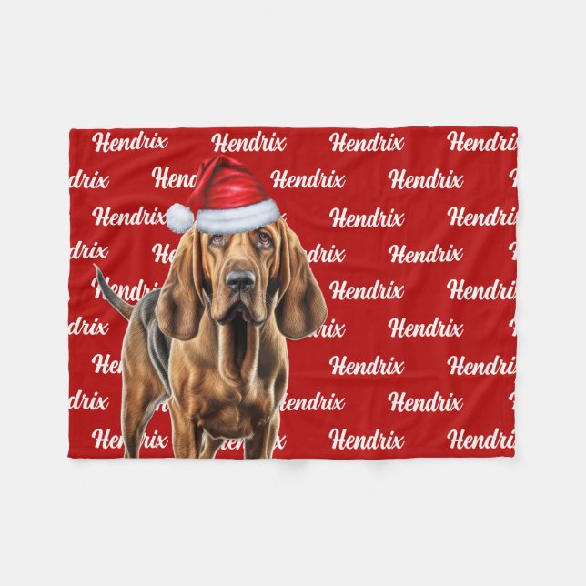 Bloodhound Hund jul-Helgdag Namn Fleecefilt (Framsidan (Horisontell))