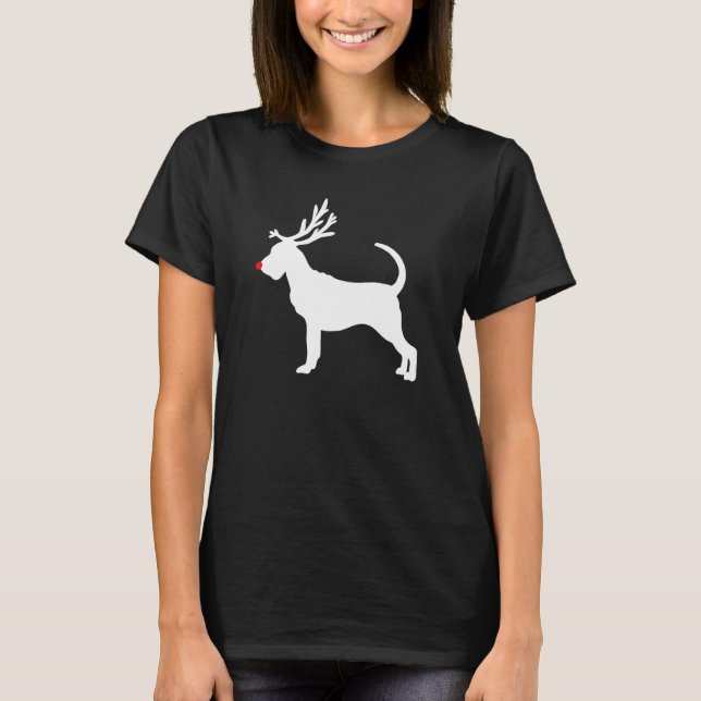 Bloodhound Hund jul Reindeer Antlers Julafton T Shirt (Framsida)