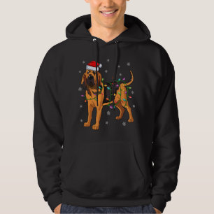 Bloodhound Hund Julafton Lighting Santa Hat Bloodh Hoodie