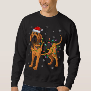 Bloodhound Hund Julafton Lighting Santa Hat Bloodh Lång Ärmad Tröja