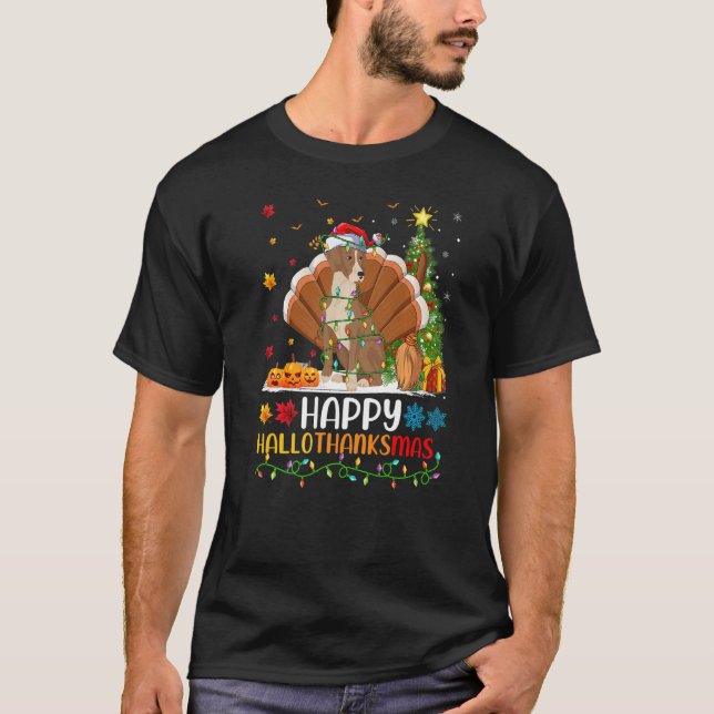 Bloodhound Hund Lycklig Bloodhound Hellothanksmas T Shirt (Framsida)