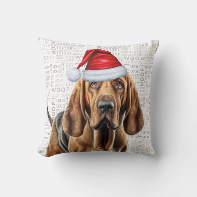 Bloodhound Hund Vattenfärgjul jul Kudde (Framsida)