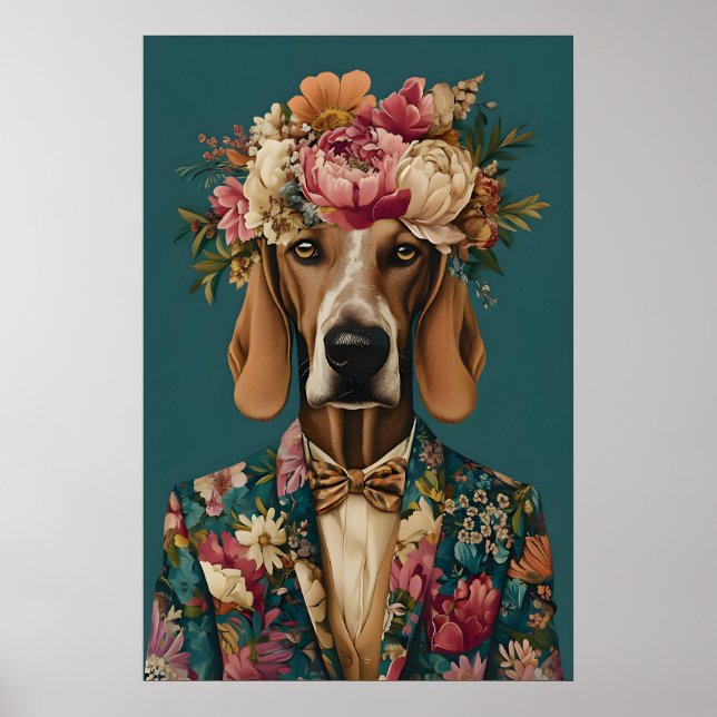 Bloodhound In Suit Poster, Bloodhound Portrait Poster (Framsidan)