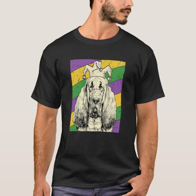 Bloodhound Jester Mardi Gras Dog Mom or Dad T Shirt (Framsida)