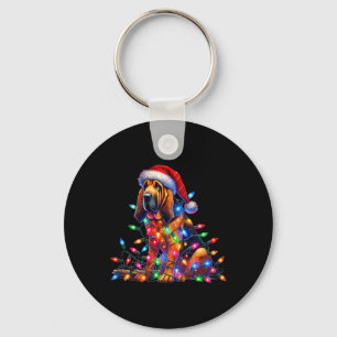 Bloodhound jul Ljus Santa Hat Hund älskare Nyckelring