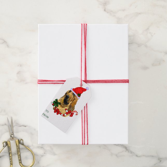 Bloodhound-Juletiketter Presentetikett (Med Snöre)
