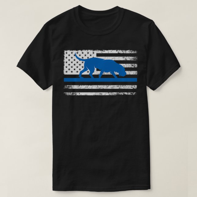 Bloodhound K9 Polischef USA flagga Thin Blue Li T Shirt (Design framsida)