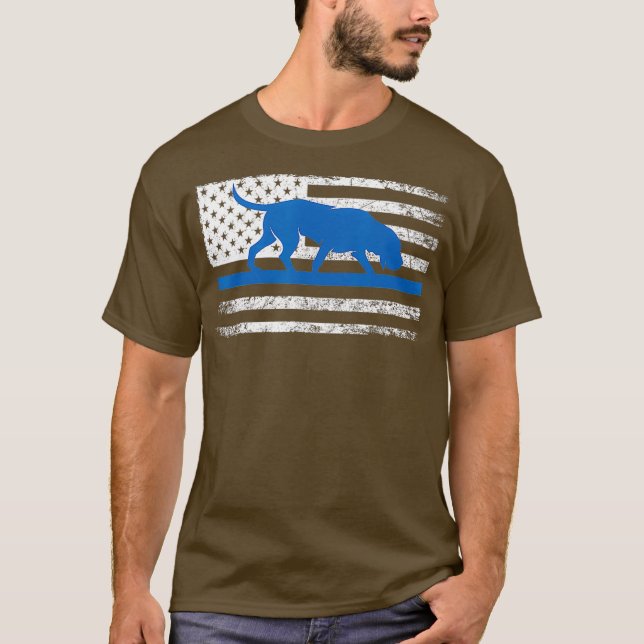 Bloodhound K9 Polischef USA flagga Thin Blue T Shirt (Framsida)