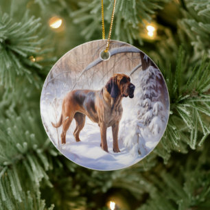 Bloodhound Låt det snöa jul Julgransprydnad Keramik