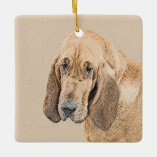 Bloodhound-målning - Cute Original Hund Art Julgransprydnad Keramik