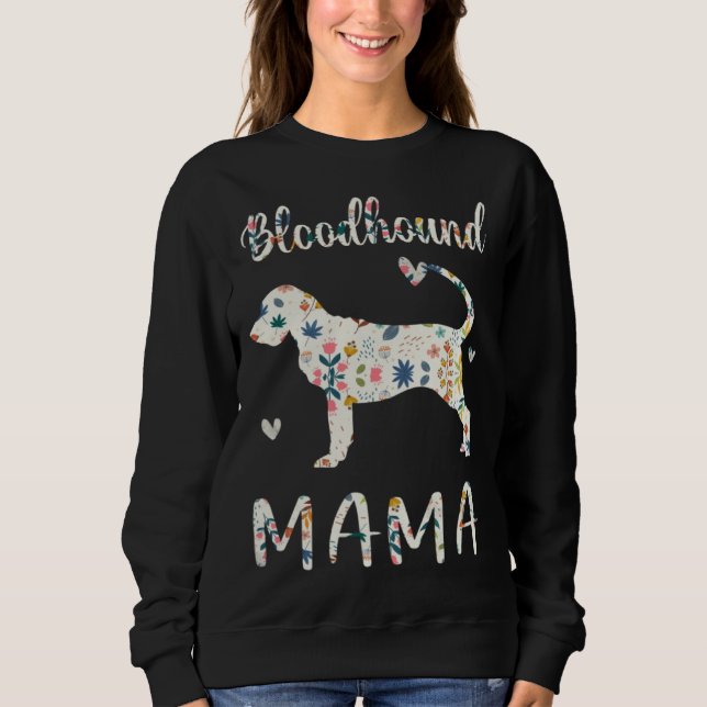 Bloodhound Mama Floral Dog Mom Love T Shirt (Framsida)