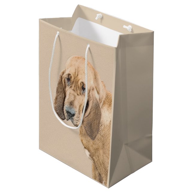 Bloodhound Painting - Cute Original Hund Art (Framsidan Vinklad)
