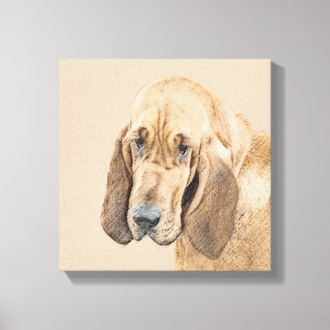 Bloodhound Painting - Cute Original Hund Art Canvastryck (Framsida)