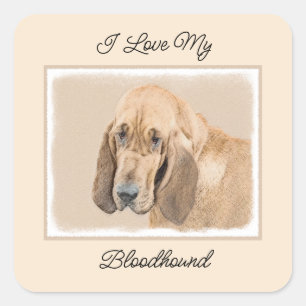 Bloodhound Painting - Cute Original Hund Art Fyrkantigt Klistermärke