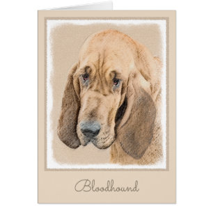 Bloodhound Painting - Cute Original Hund Art Hälsningskort