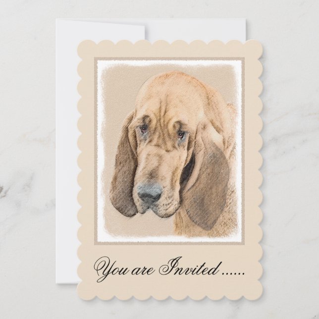 Bloodhound Painting - Cute Original Hund Art Inbjudningar (Framsida)