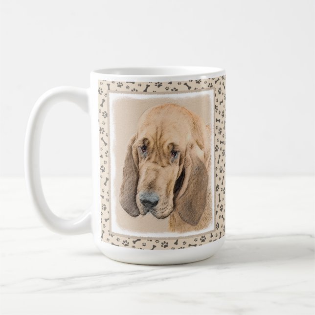 Bloodhound Painting - Cute Original Hund Art Kaffemugg (Vänster)