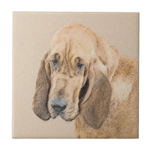 Bloodhound Painting - Cute Original Hund Art Kakelplatta
