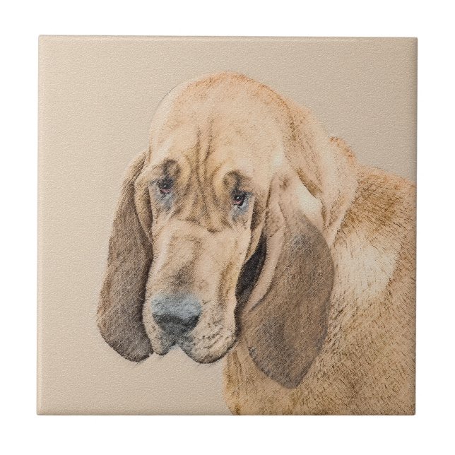 Bloodhound Painting - Cute Original Hund Art Kakelplatta (Framsidan)