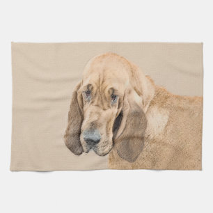 Bloodhound Painting - Cute Original Hund Art Kökshandduk