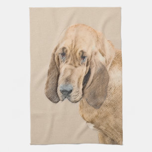 Bloodhound Painting - Cute Original Hund Art Kökshandduk