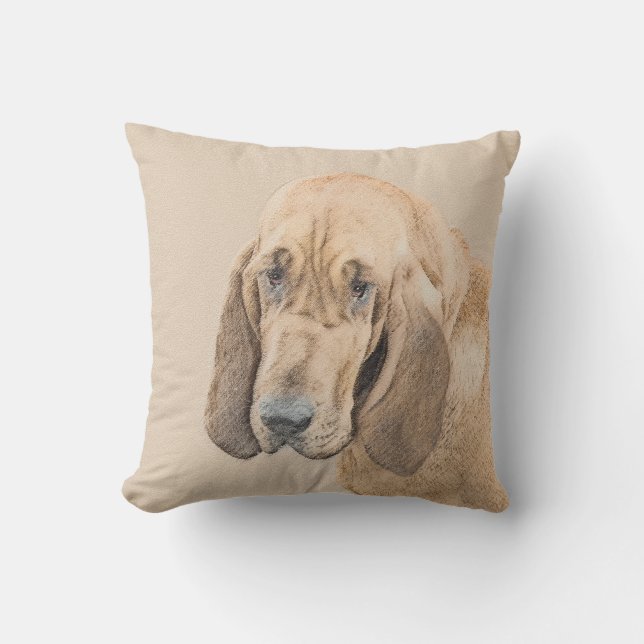 Bloodhound Painting - Cute Original Hund Art Kudde (Framsida)