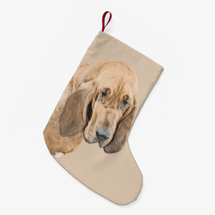 Bloodhound Painting - Cute Original Hund Art Liten Julstrumpa