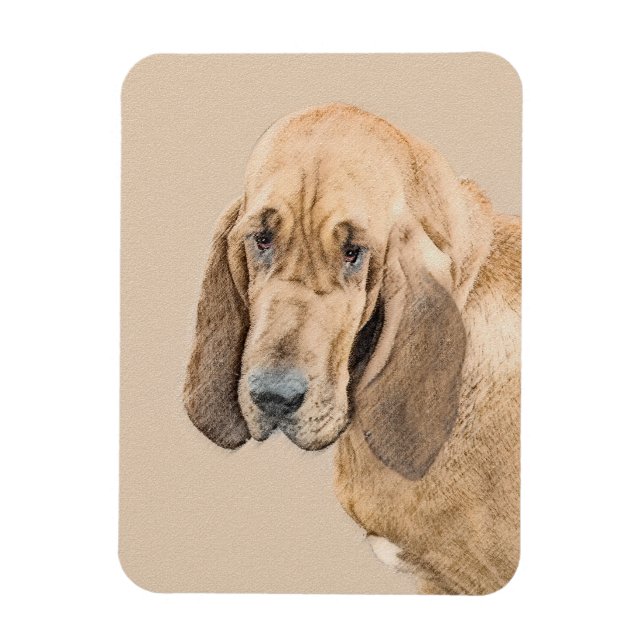 Bloodhound Painting - Cute Original Hund Art Magnet (Vertikal)