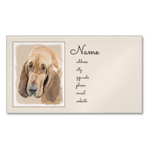 Bloodhound Painting - Cute Original Hund Art Magnetiska Visitkort
