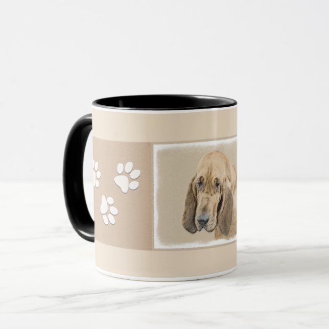 Bloodhound Painting - Cute Original Hund Art Mugg (Framsida vänster)