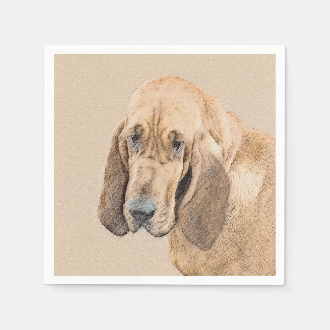 Bloodhound Painting - Cute Original Hund Art Pappersservett (Framsidan)