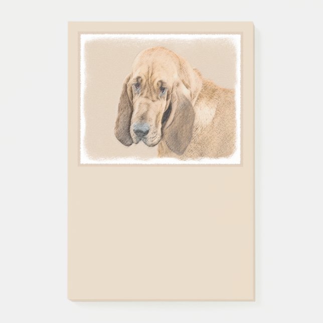 Bloodhound Painting - Cute Original Hund Art Post-it Block (Framsida)
