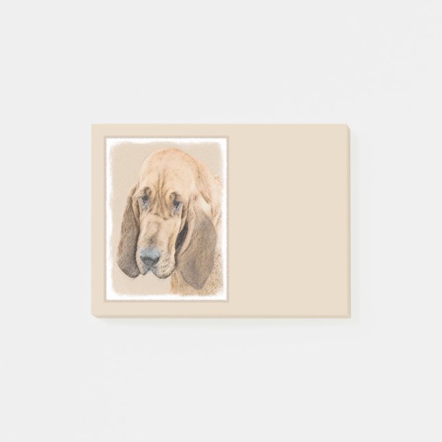 Bloodhound Painting - Cute Original Hund Art Post-it Block (Framsida)