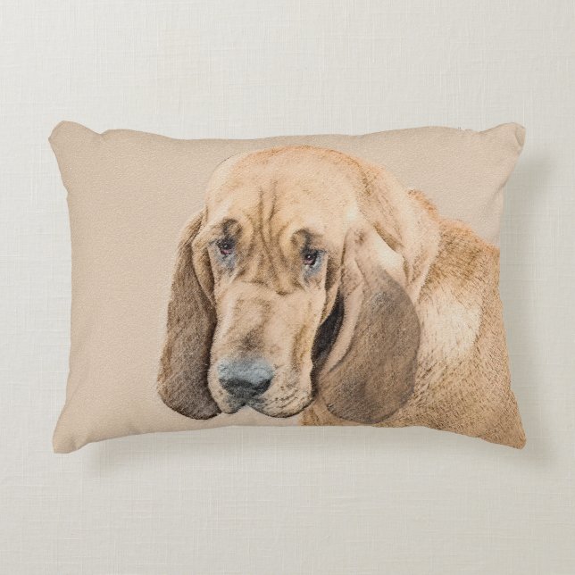 Bloodhound Painting - Cute Original Hund Art Prydnadskudde (Framsidan)