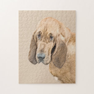 Bloodhound Painting - Cute Original Hund Art Pussel