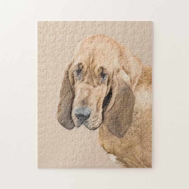Bloodhound Painting - Cute Original Hund Art Pussel (Vertikal)