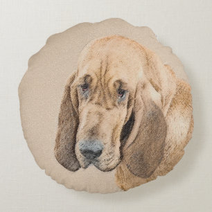 Bloodhound Painting - Cute Original Hund Art Rund Kudde
