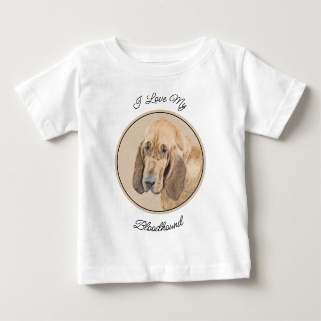 Bloodhound Painting - Cute Original Hund Art T Shirt (Framsida)