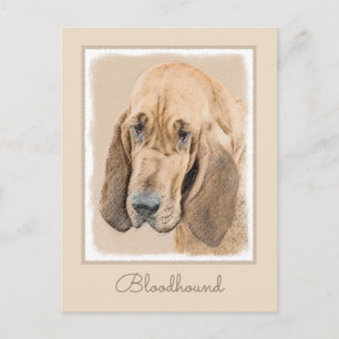 Bloodhound Painting - Cute Original Hund Art Vykort