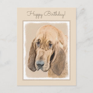 Bloodhound Painting - Cute Original Hund Art Vykort
