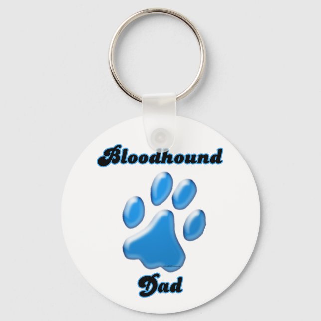 Bloodhound Pappa Blue Pawprint Keychain Nyckelring (Framsida)