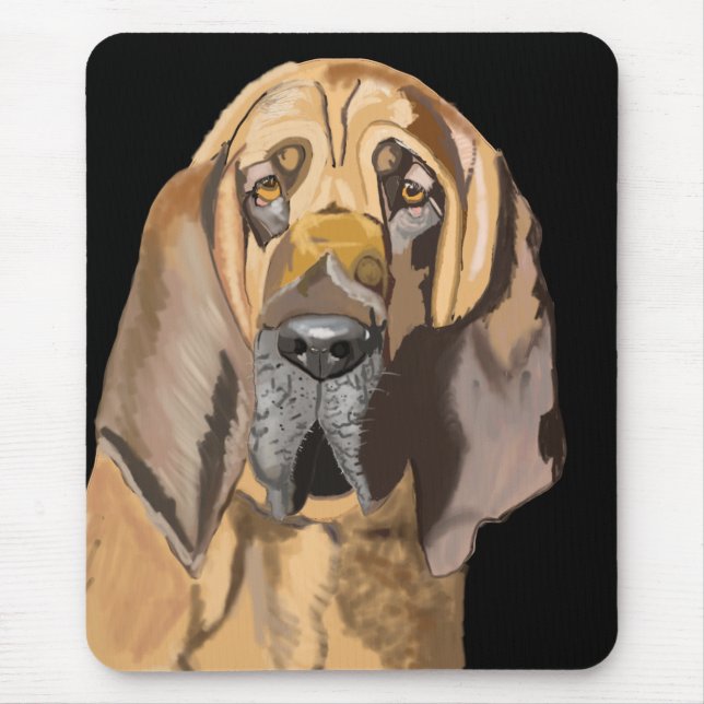 Bloodhound Porträtt Mouse Pad Musmatta (Framsidan)