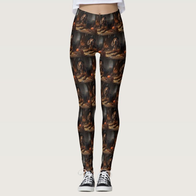 Bloodhound Pumpkins Halloween Scary Leggings (Framsida)
