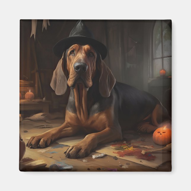 Bloodhound Pumpkins Halloween Scary Magnet (Framsidan)