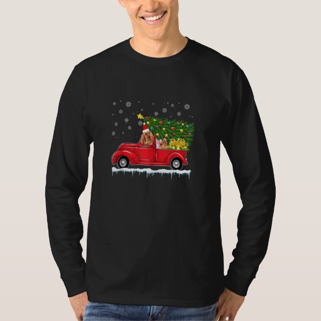 Bloodhound Red Car Lastbil Julgran Funny Sant T Shirt (Framsida)